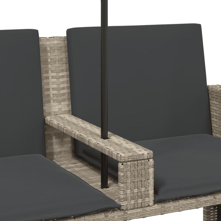 Image du produit VidaXL Canapé de jardin 2 places Parasol Tabouret Banc de jardin Gris clair Poly rotin