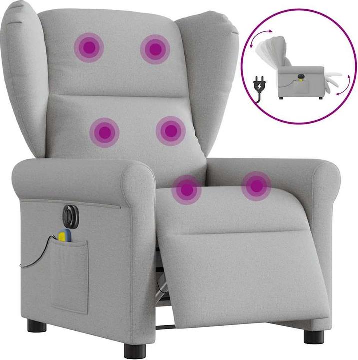 Actual product image VidaXL Massage chair electric cloud grey fabric