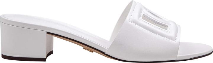 Produktbild Dolce & Gabbana white leather mule with dg logo (38)