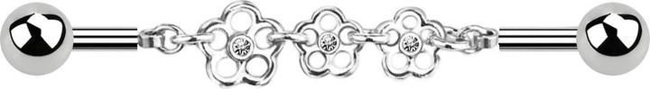 Immagine prodotto Star Piercing Barbell silber Kette mit drei Blumen (Acciaio chirurgico 316L, Ottone)