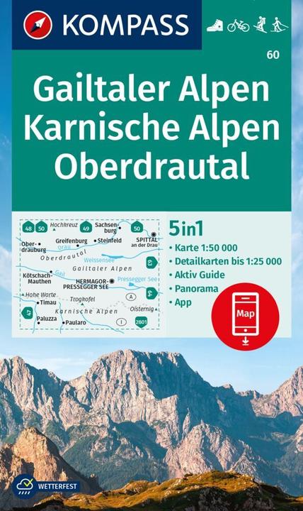 Immagine prodotto Carta escursionistica 60 Alpi Gailtal, Alpi Carniche, Oberdrautal 1:50.000