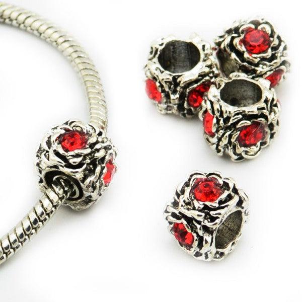 Actual product image Hermex Rhinestone Rose Bead Silver Plated 925 - Silvery Red (Silver 925)
