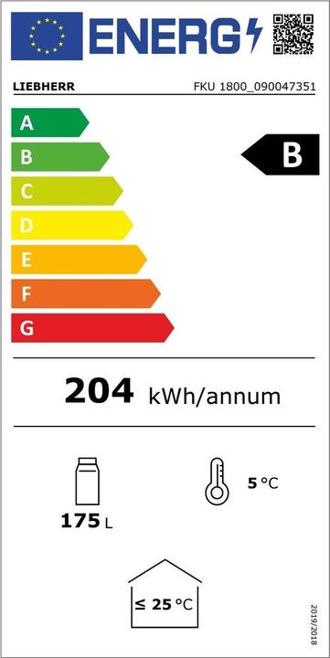 Label énergétique Liebherr FKU 1800 Noir (175 l)