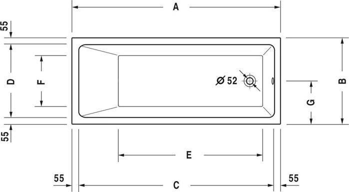 Produktbild Duravit Rechteck-Badewanne VERO AIR Einbauversion 1 RS 1700x700mm weiss (115 l, 170 cm, 70 cm)