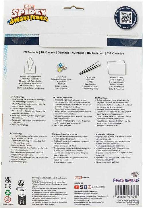Actual product image Craft Buddy Spiderman XL Buddy, Paint By Numbers Kit