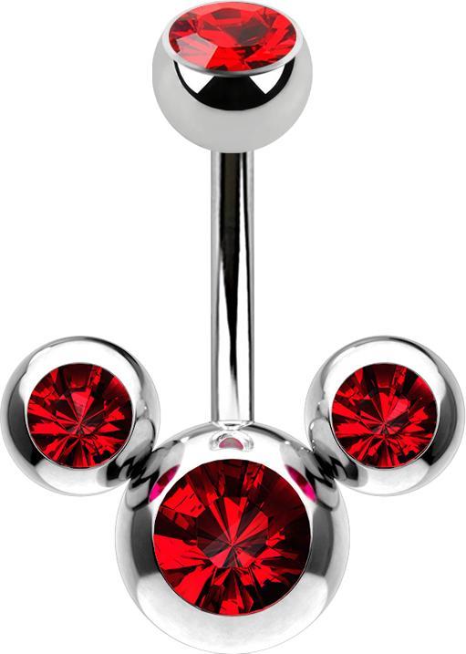 Actual product image Star Piercing Banana silver Mickey Mouse with crystal red (Surgical steel 316L, without brass)