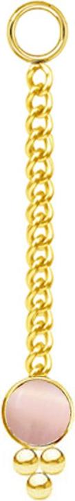Actual product image Star Piercing Anhänger vergoldet Kette mit Anhänger pinker Katzenauge Stein drei Kugeln (without brass, Surgical steel 316L, Mineral)