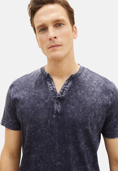 Actual product image Tom Tailor T-Shirt Kurzarmshirt mit Henley-Ausschnitt und ausgewaschener Optik (L)