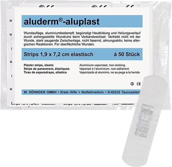 Actual product image Söhngen aluderm aluplast elastic plaster strips 1.9x7.2cm, 50 pcs., single (50 x)