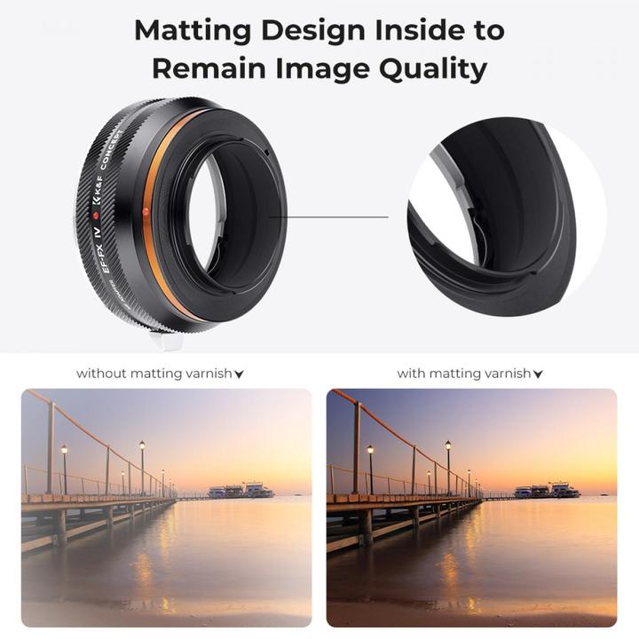 Actual product image K&F Concept High Precision lens adapter, matte paint, orange, EF-FX IV PRO