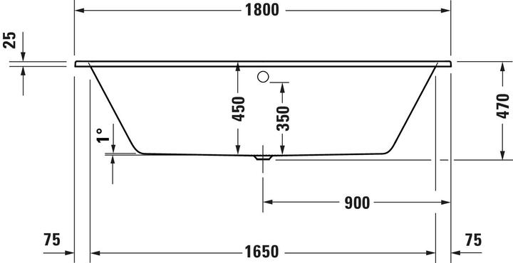 Produktbild Duravit D-Code Badewanne, 1800x800mm, Rechteckig, Einbauversion, 285 Liter, 2 Rückenschrägen, wei (285 l, 80 cm, 180 cm)