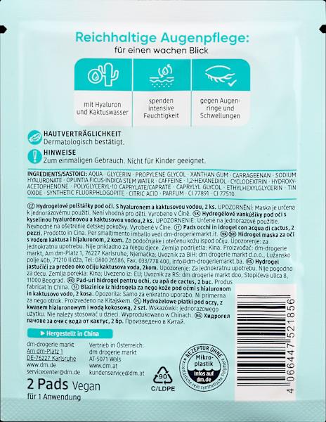 Valeurs nutritives et ingrédients dm Balea Eau de cactus