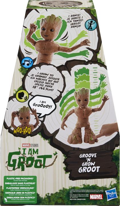 Actual product image Hasbro Marvel Studios I Am Groot Groove 'N Grow Groot, 34cm Tall Interactive Action Figure, Superheroes
