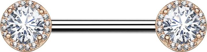 Image du produit Star Piercing Barbell rosegold Kristall gefasst mit Kristallen (Acier chirurgical 316L, Laiton)