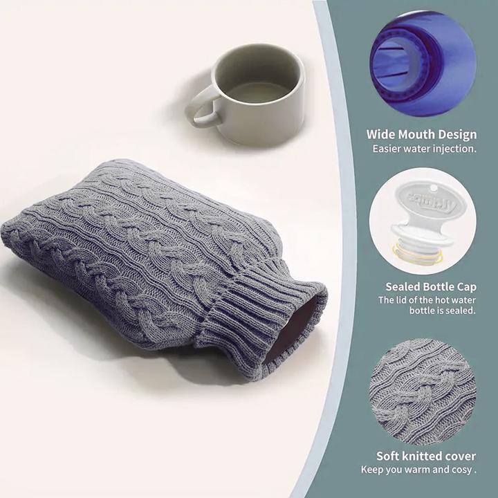 Immagine prodotto ASMI Bottiglia dell'acqua calda, bottiglia da letto con copertura in maglia (1 l)