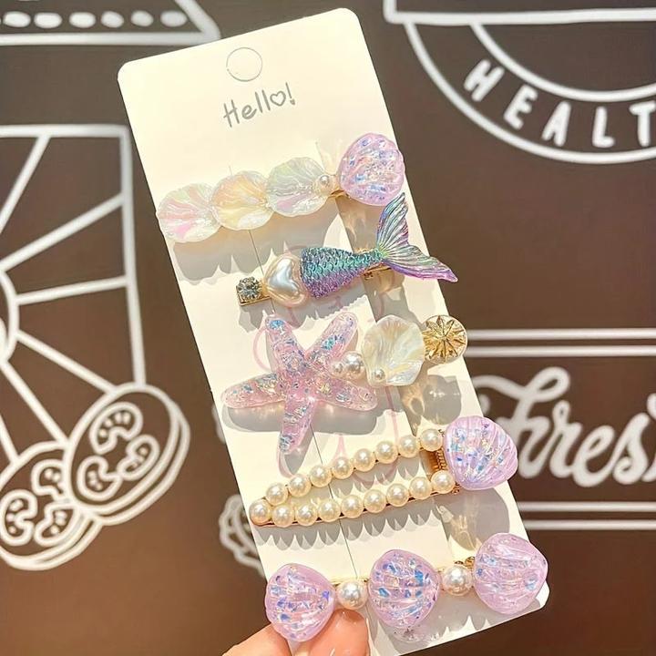 Immagine prodotto Activity Board 5pcs Niedliche Meerjungfrau & Seestern Haarspange Set - Harz Tier-Designs, perfekt für (5 pz.)
