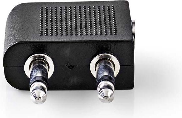 Produktbild Nedis CAGB22970BK Audio-Adapter für Flugzeug, 2 x 3,5-mm-Stecker, 3,5-mm-Buchse, Schwarz