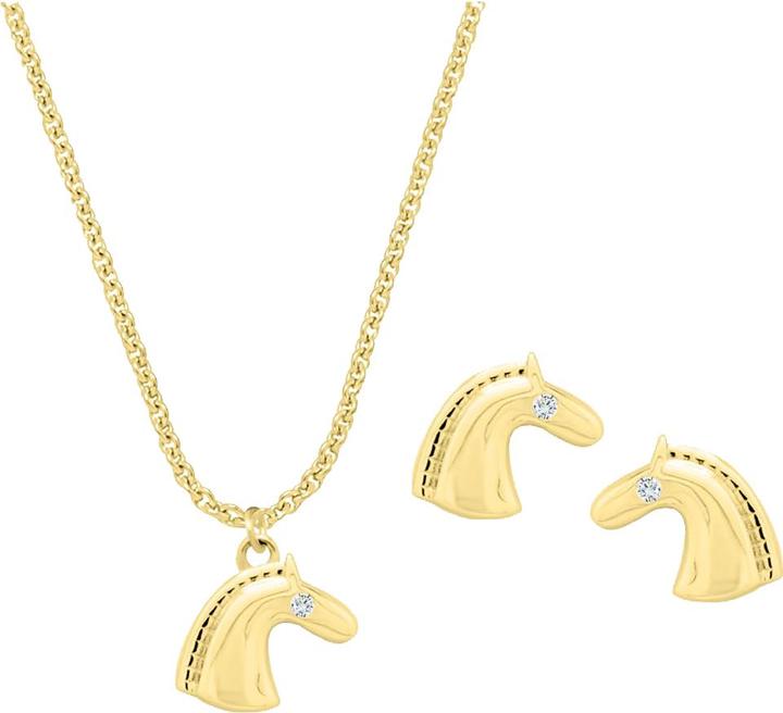 Immagine prodotto Candy Set di gioielli a forma di cavallo, argento 925, placcato oro (Argento 925, Placcato oro 18k)