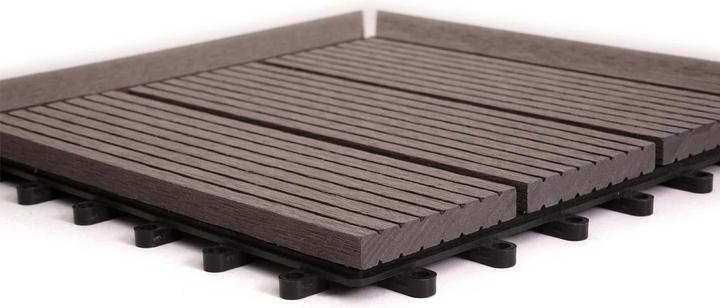 Immagine prodotto Swisshandel24 WPC Piastrella angolare per pavimento Rodano + bordo, terrazza effetto legno, 30x30cm Premium (1 x, 30 x 30 cm)