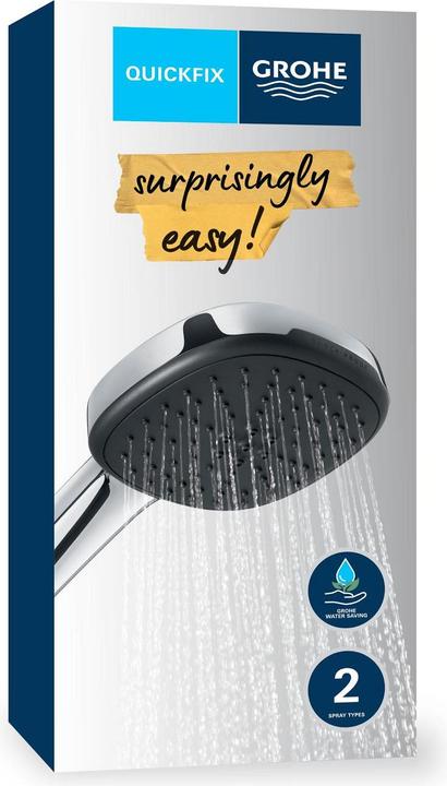 Actual product image Grohe Vitalio Comfort 110 QuickFix hand shower, intelligent spray diverter, water-saving, 2 spray types (2 Beam types, 7 l/min)