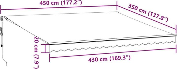 Actual product image VidaXL Markise Gelenkarmmarkise Sonnenmarkise Automatisch Braun 450x350cm (4.50 m)