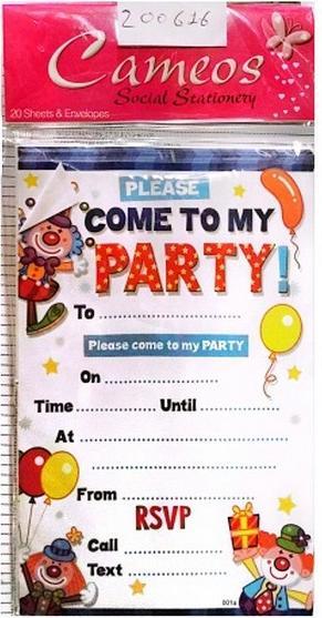Produktbild Cameos Einladungen Please Come To My Party! 20erPack Karton (20 Stk.)