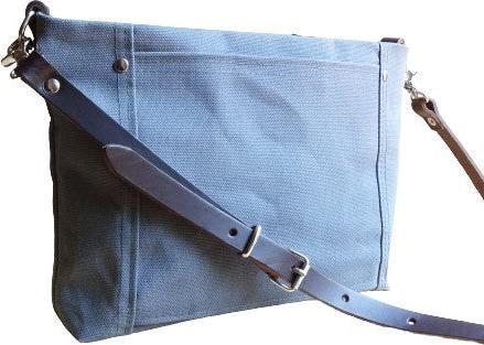 Actual product image Only-Bags.Store Small shoulder bag in waxed canvas, leather strap, wallet with zip fastener