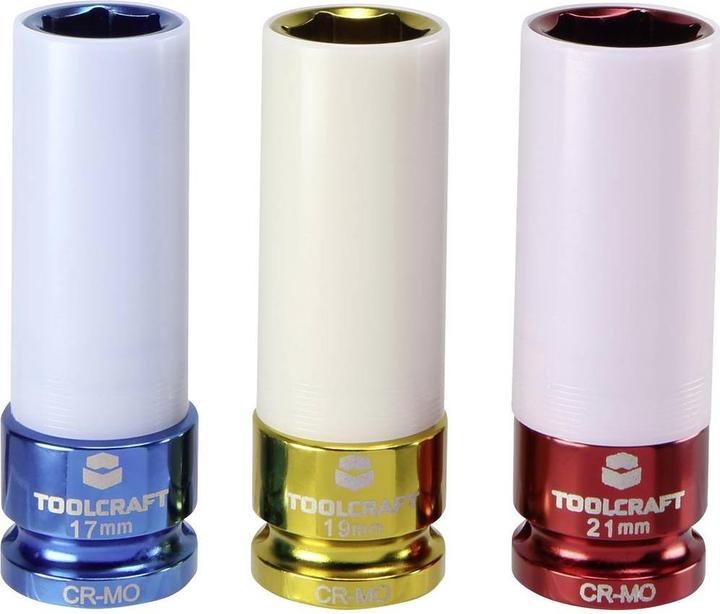 Immagine prodotto Toolcraft Set di dadi per avvitatore a impulsi, 3 pezzi. (21 mm, 19 mm, 17 mm)