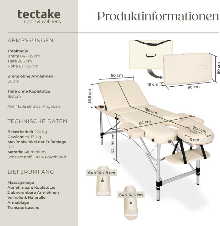 Produktbild tectake 3 Zonen Massageliege