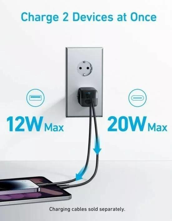 Immagine prodotto Anker 323 Caricabatterie a doppia porta da 33W, spina UE (33 W)