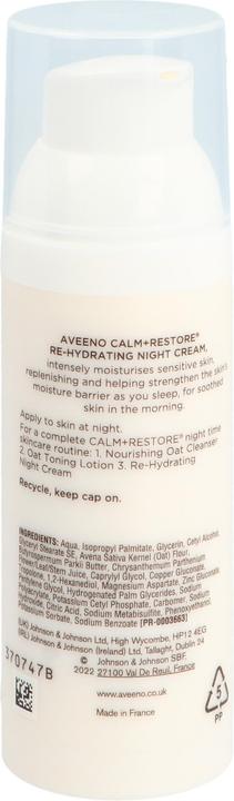Valori nutrizionali e ingredienti Aveeno Calm+Rest Re Hyd Night Cr Ha 500ml (50 ml, Crema notte)