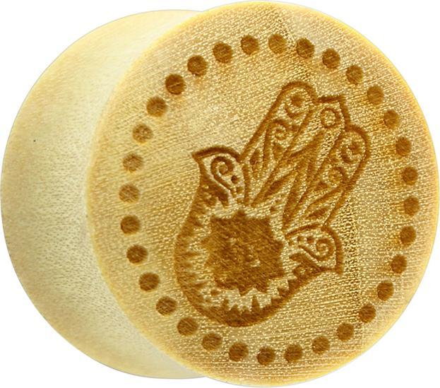 Image du produit Star Piercing Flared Plug en bois de crocodile Hamsa (sans laiton, Organique)