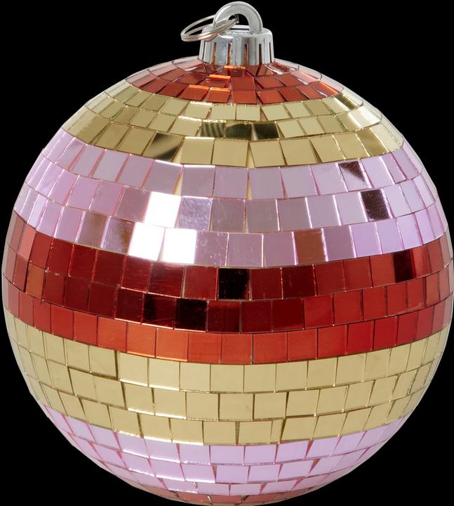 Produktbild Rice - Disco Ball with Stripes and Gold - Pink, Gold, and Red - Medium (15 cm)