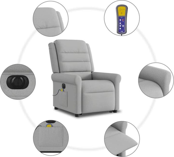 Produktbild VidaXL Massagesessel mit Aufstehhilfe Elektrisch Wolkengrau Stoff