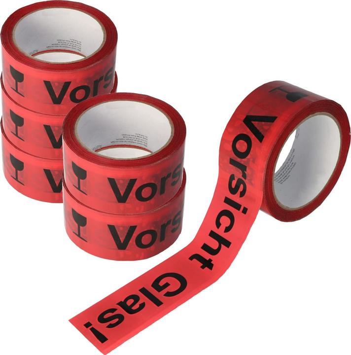 Actual product image AccuCell Adhesive tape caution glass 6-pack in red