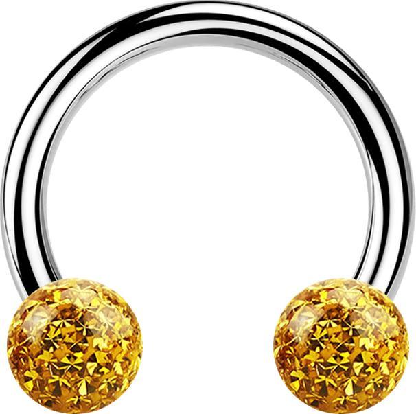 Produktbild Star Piercing Micro Circular Barbell silber mit zwei Kristall Kugeln topaz Epoxy Schutzschicht (Chirurgenstahl 316L, ohne Messing)