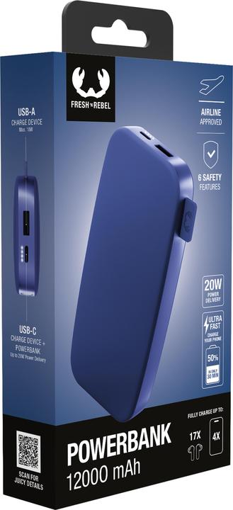 Actual product image Fresh'N Rebel Fresh 'n Rebel Powerbank 12000 mAh Blue (12000 mAh, 44.40 Wh)