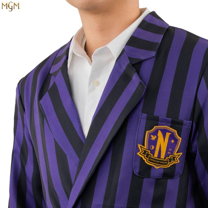Actual product image Cinereplicas Wednesday Jacket Nevermore Academy Purple Striped Blazer Size L (L)