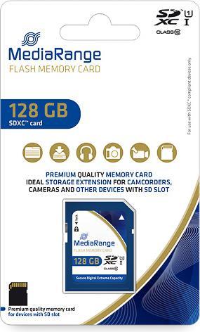 Image du produit MediaRange Carte SD SDXC CL.10 UHS-1 (128 Go, SD, U1, UHS-I)