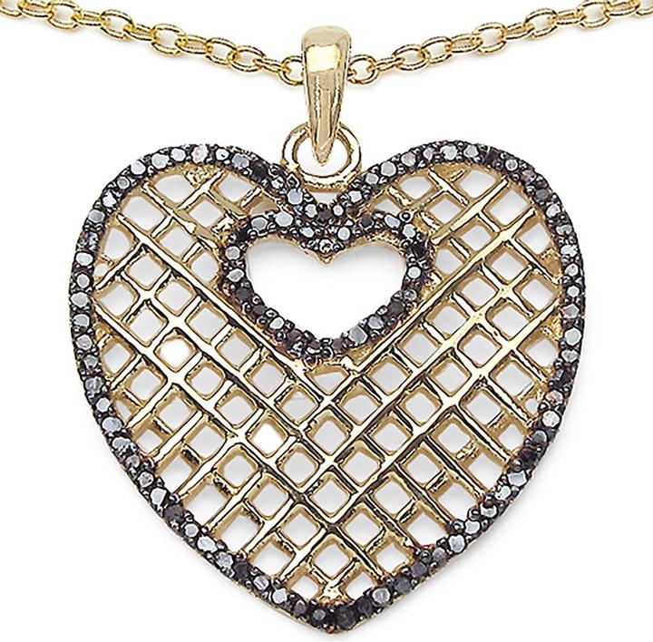 Produktbild Xen Herz-Anhänger mit Kette schwarze Diamanten 0,51ct. 925 Silber vergoldet (925 Sterling Silber, 45 cm)