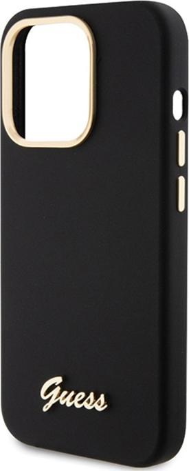 Produktbild Guess GUHCP15LSMBSLK iPhone 15 Pro 6.1" czarny/black hardcase Silicone Script Metal Logo & Frame (Apple iPhone 15 Pro)