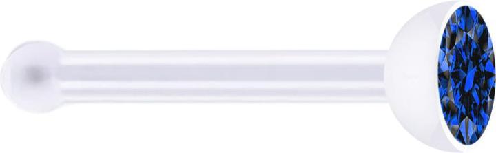 Star Piercing Nasenstecker gerade transparent mit Kristall dunkelblau (ohne Messing, Bioflex)
