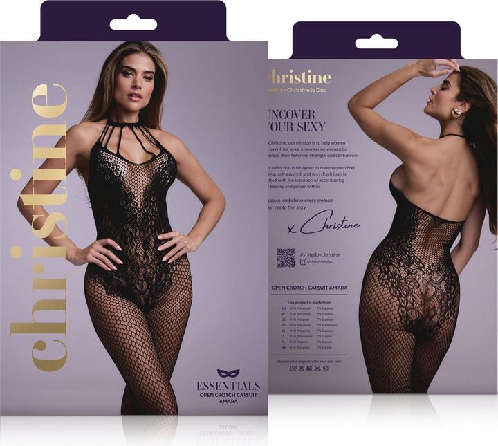 Produktbild Christine Le Duc Catsuit ouvert mit Spitzendetails schwarz (One Size)