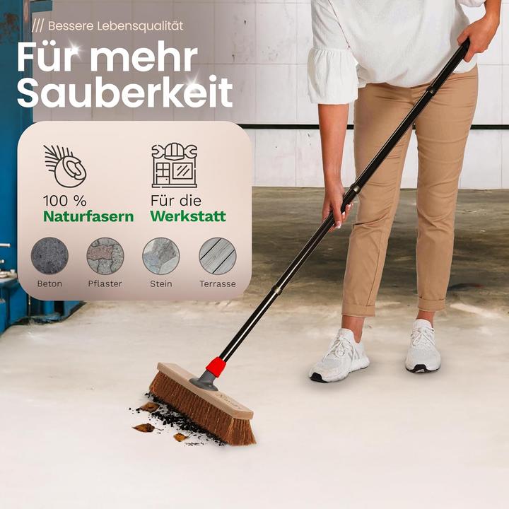 Produktbild Novaliv Kokosbesen 40 cm mit Stiel Kokosborsten inkl. Kehrgarnitur verzinkt mit Gummilippe bestehend (1 Stk.)