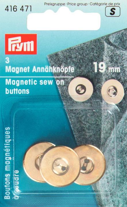 Produktbild Prym Magnet-Annähknopf, gold 19 mm, Karte 3 Stk.