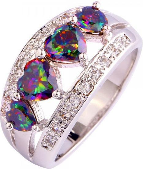 Image du produit Hermex bague argentée avec topaze arc-en-ciel - taille 62 / Size 10 (10, 62)