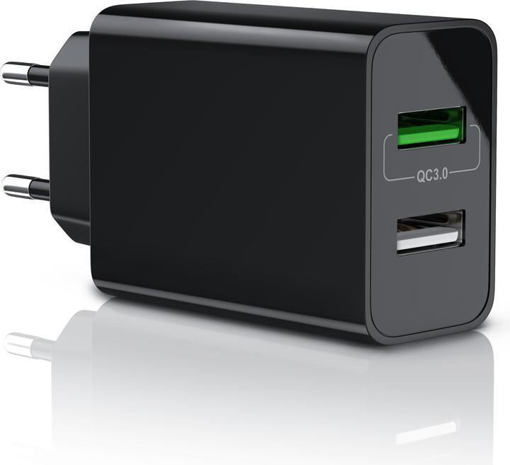 Produktbild Aplic USB Ladegerät 3000 mA, 2 Port, 30W, Quick Charge 3.0 (QC 3.0) Schnelladefunktion, schwarz (30 W)