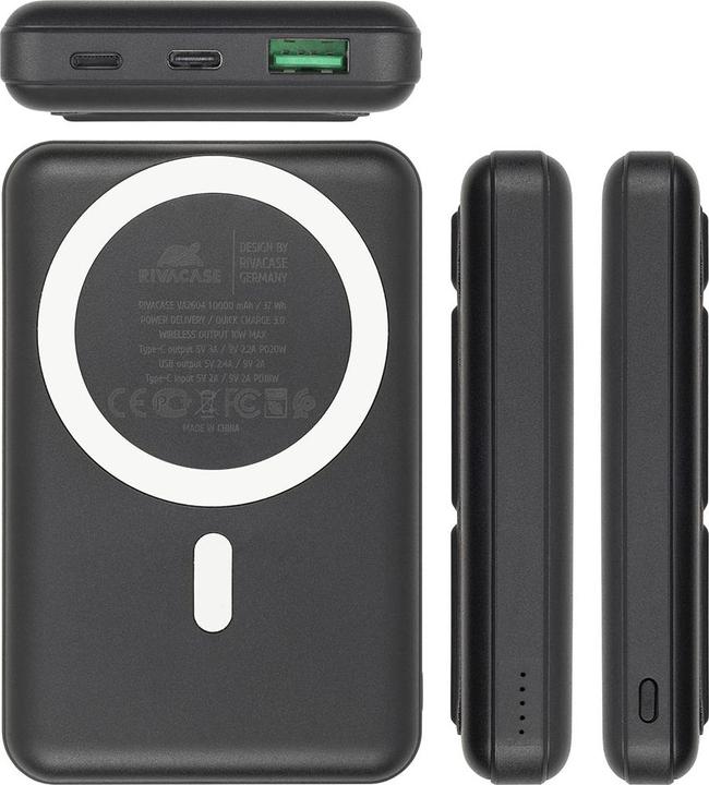Image du produit Rivacase VA2604 Wireless Powerbank Magsafe Qi 15W, batterie externe avec QC/PD 20W 10000 mAh charge rapide (10000 mAh, 20 W, 18.50 Wh)