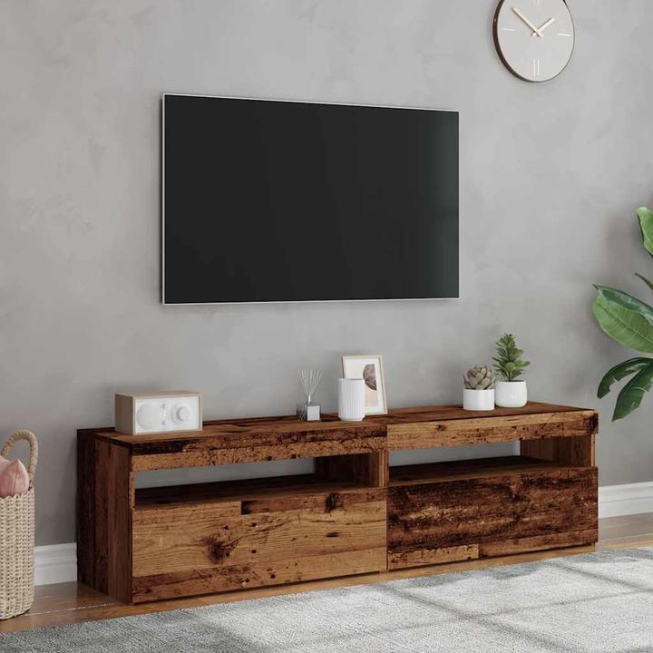 Actual product image VidaXL TV Schrank Lowboard Fernsehschrank Fernsehtisch LED 2 Stk. Altholz-Optik (75 x 35 x 40 cm)