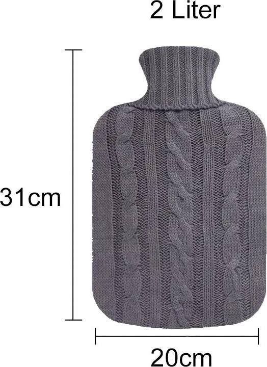 Actual product image ASMI Hot water bottle, bed bottle with knitted cover, 2 litres (2 l)